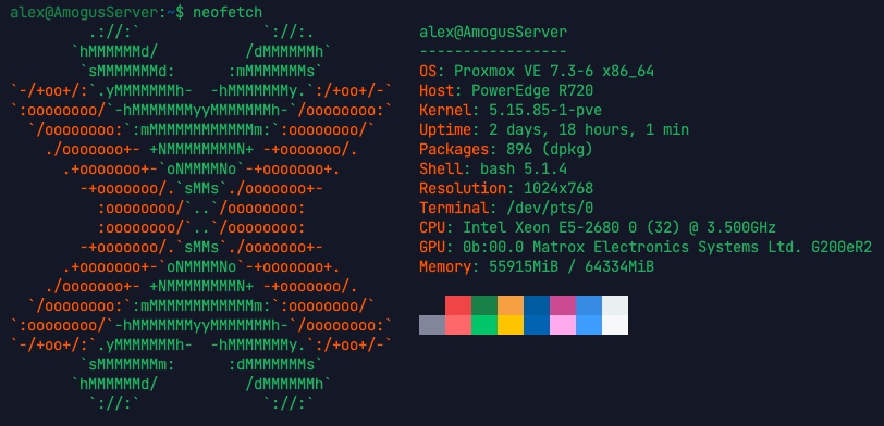 Neofetch of the server